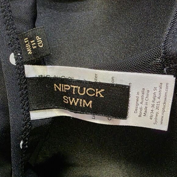 NIP TUCK Pin-Up Perfection! Black & White Polka Dot Ruched Tankini Top Size 10 - Picture 9 of 11